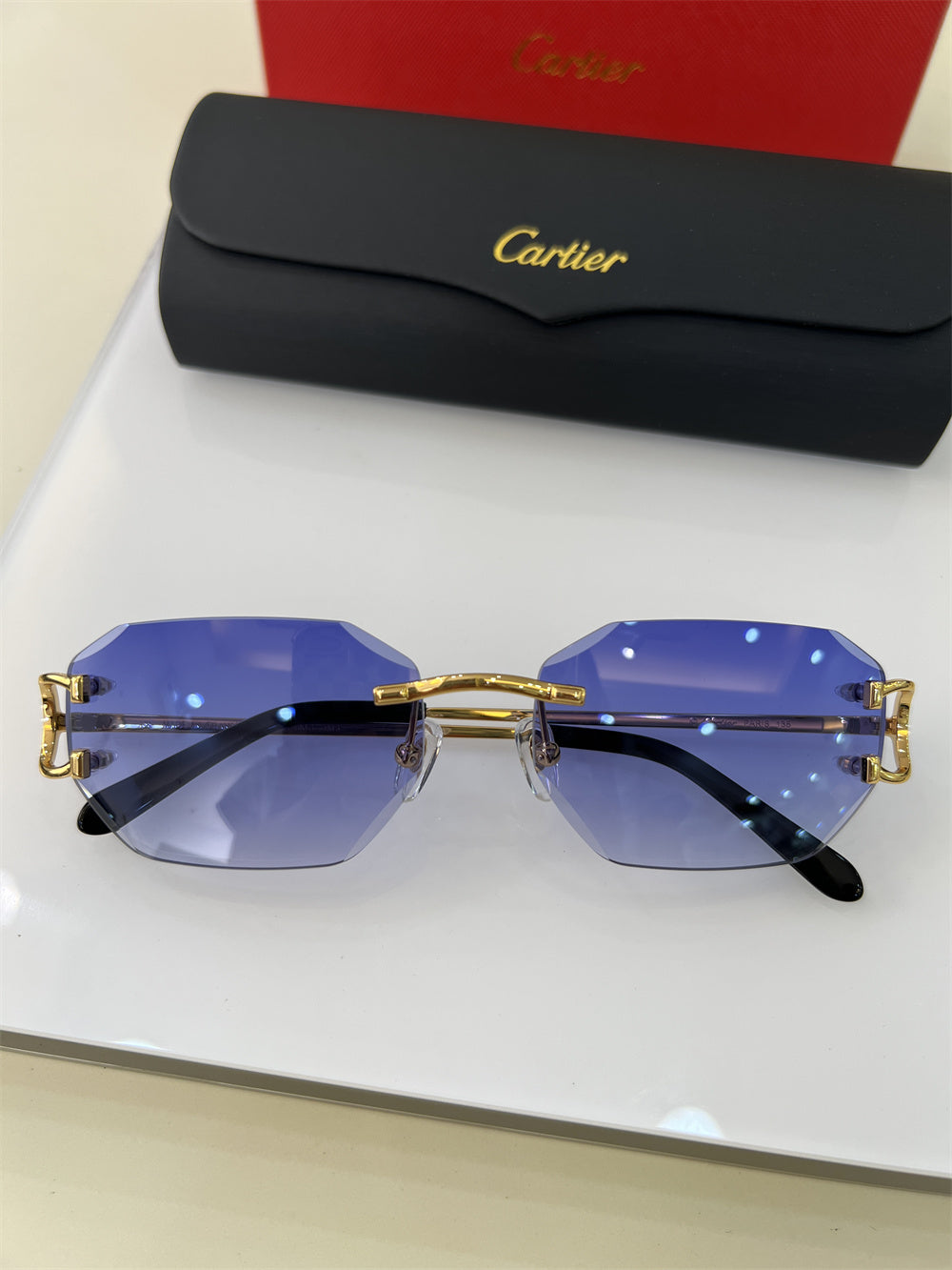 Cartier Diamond Cut Big C Frame Sunglasses